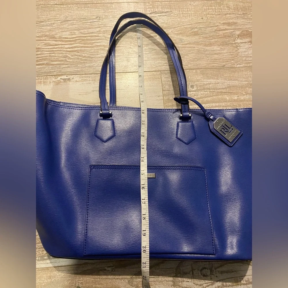 Ralph Lauren Lowell Iris cobalt blue large leather tote bag - Picture 15 of 16